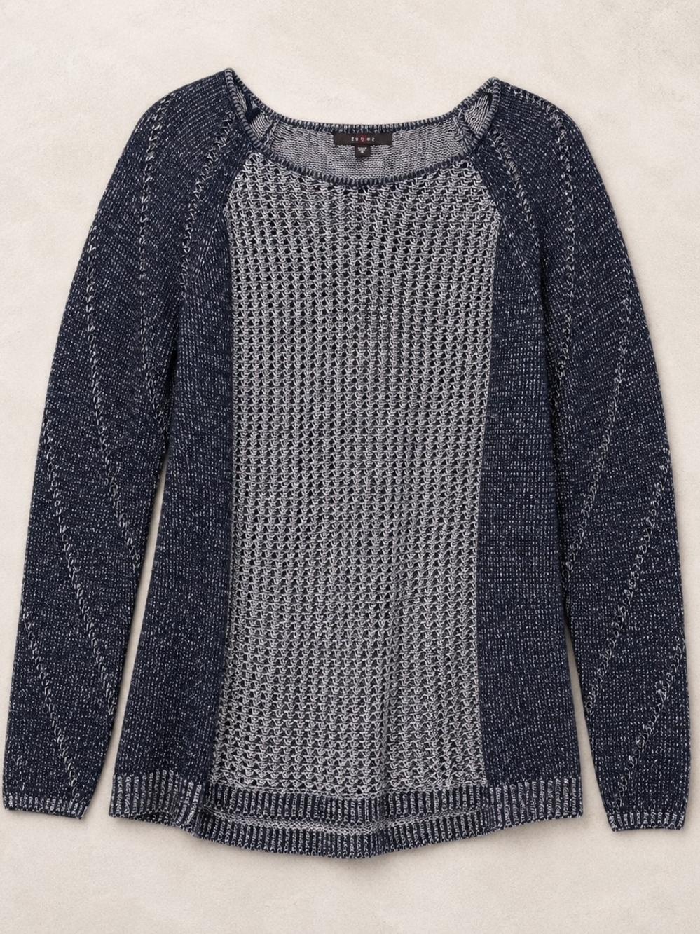 Fever Women's XL Black Gray Marled Open Knit Pullover Sweater